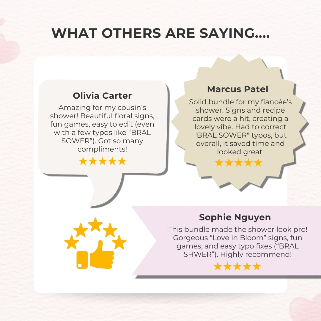 Blossom & Love Bridal Shower Collection – Elegant Templates & Fun Games for a Perfect Celebration