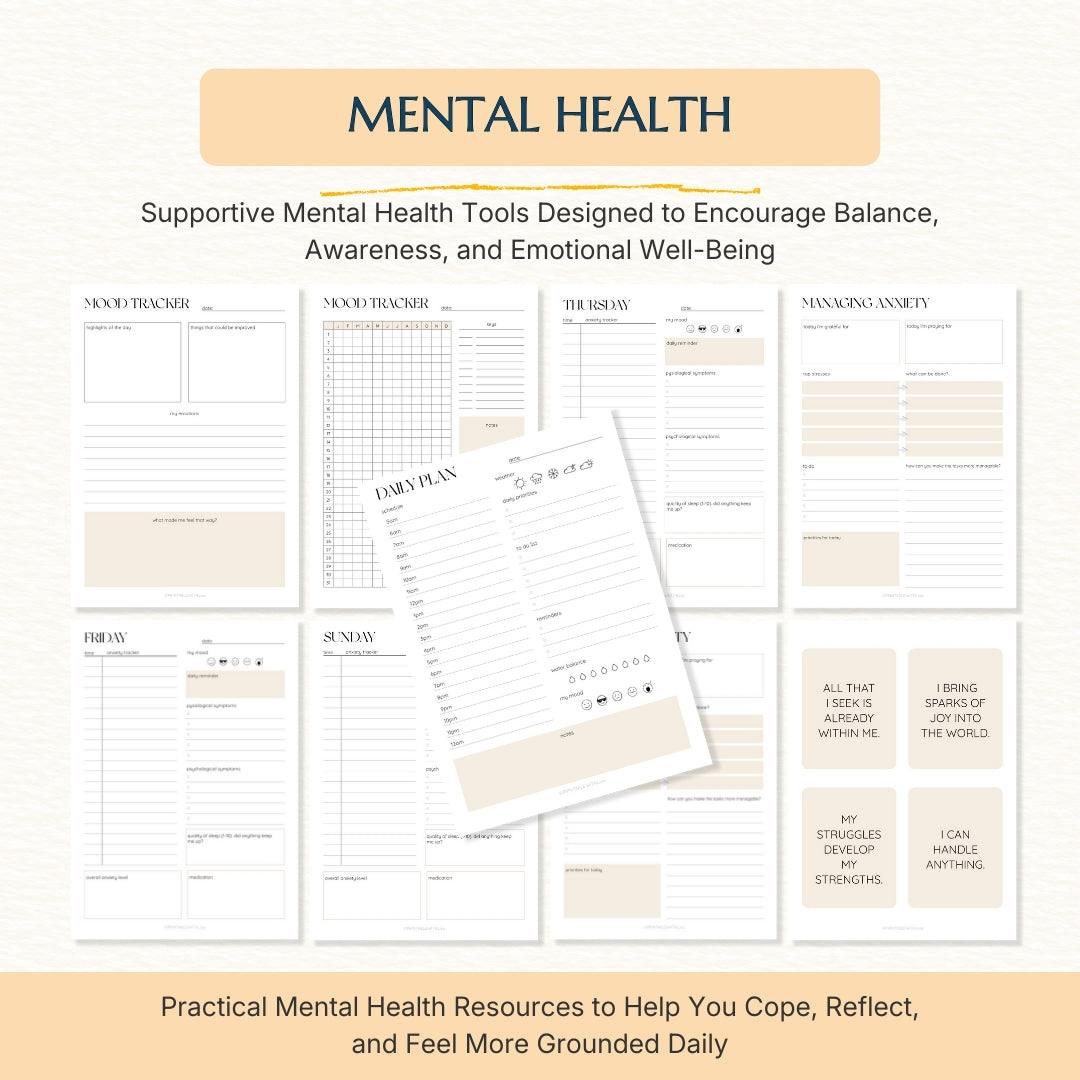 Mental Health / Anxiety Bundle 90% off bundle, DBT Flash Card, DBT Cheat Sheet, DBT Worksheet, Mental Health Journal, Self-Care Planner, Anxiety Journal