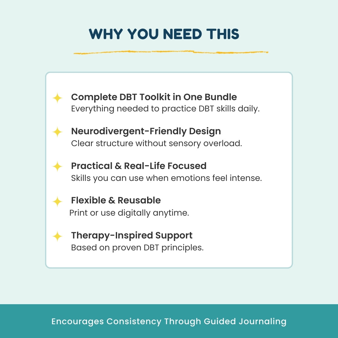 Ultimate Neurodivergent Friendly DBT Skills Worksheet – Calm & Control Toolkit