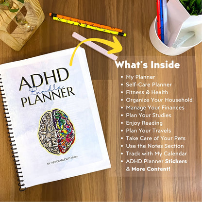 Ultimate ADHD Planner Bundle, ADHD Journal, ADHD Productivity Planner, ADHD Life Planner, Printable ADHD Planner