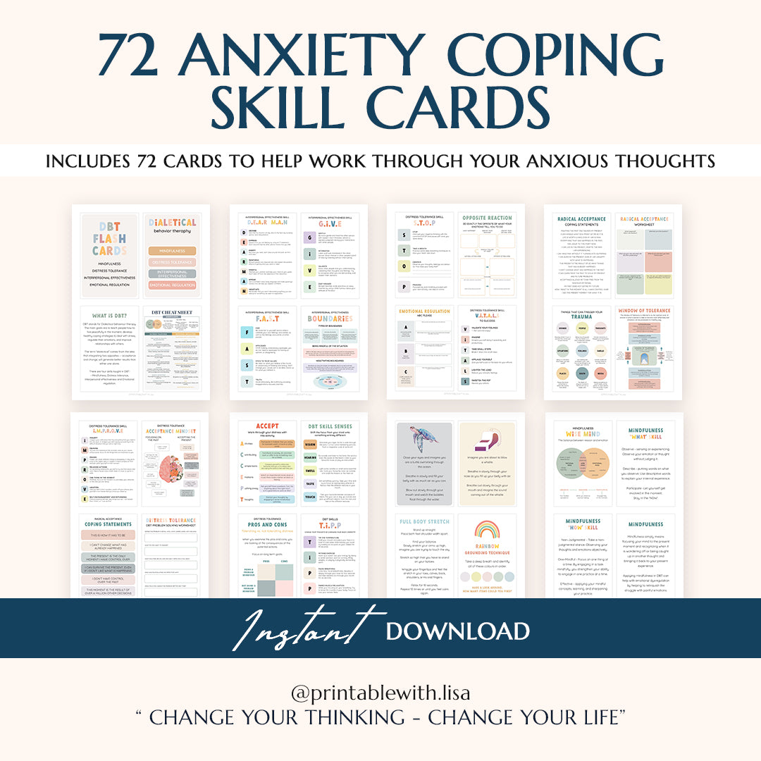 Trauma therapy 90% off bundle, anxiety coping skill card, therapy worksheets, crisis therapy PTSD, anxiety therapy tool, safety plan