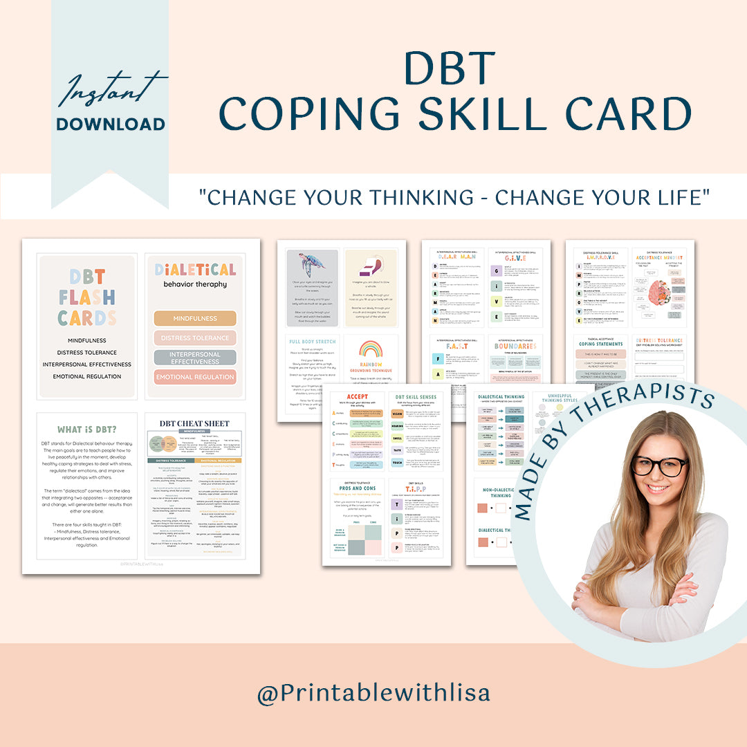 DBT Mega Bundle 90% off bundle, DBT Skills, DBT Workbook, Therapy Worksheet, Therapy Tools, DBT Flash Cards, DBT Cheat Sheet