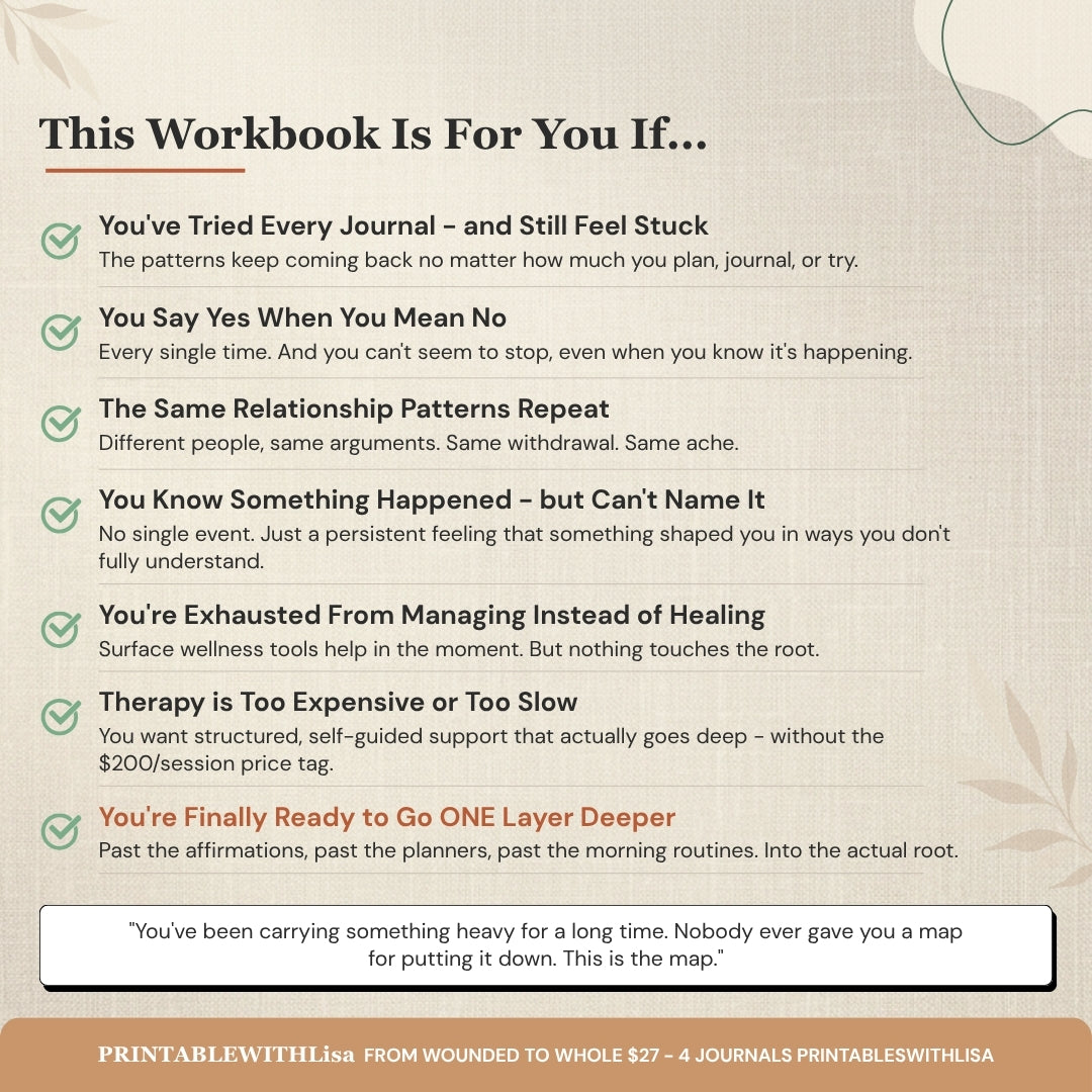 From Wounded to Whole 90% off bundle, shadow work journal, C-PTSD workbook, relationship healing journal, inner child therapy, future self journal, trauma recovery printable