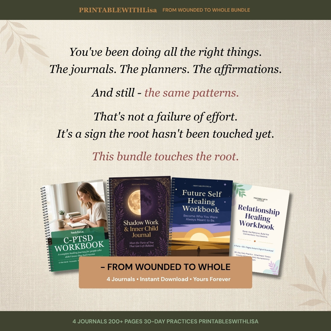 From Wounded to Whole 90% off bundle, shadow work journal, C-PTSD workbook, relationship healing journal, inner child therapy, future self journal, trauma recovery printable