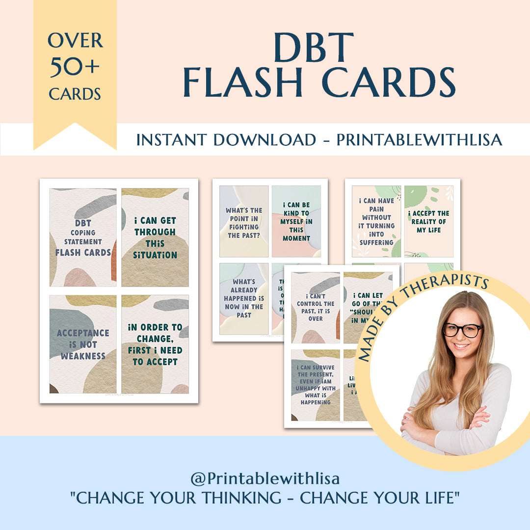 Mental Health / Anxiety Bundle 90% off bundle, DBT Flash Card, DBT Cheat Sheet, DBT Worksheet, Mental Health Journal, Self-Care Planner, Anxiety Journal