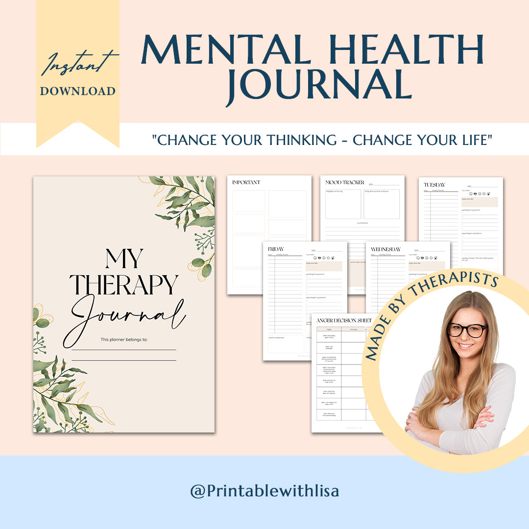 Mental Health / Anxiety Bundle 90% off bundle, DBT Flash Card, DBT Cheat Sheet, DBT Worksheet, Mental Health Journal, Self-Care Planner, Anxiety Journal