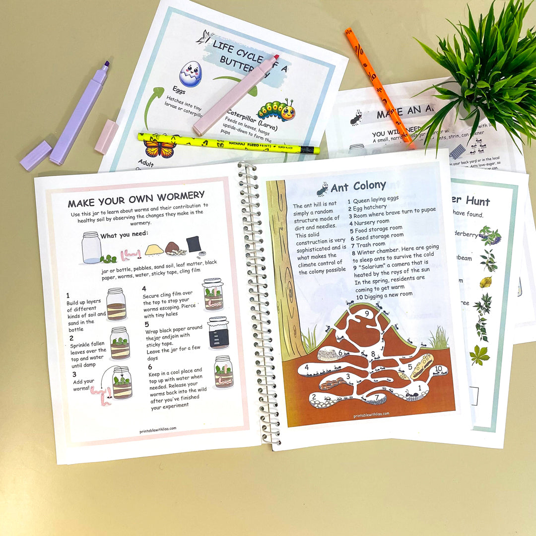 Printable Nature Journal | Homeschool Learning Materials | Charlotte Mason Nature Study | Preschool Curriculum | Toddler Busy Book Printable