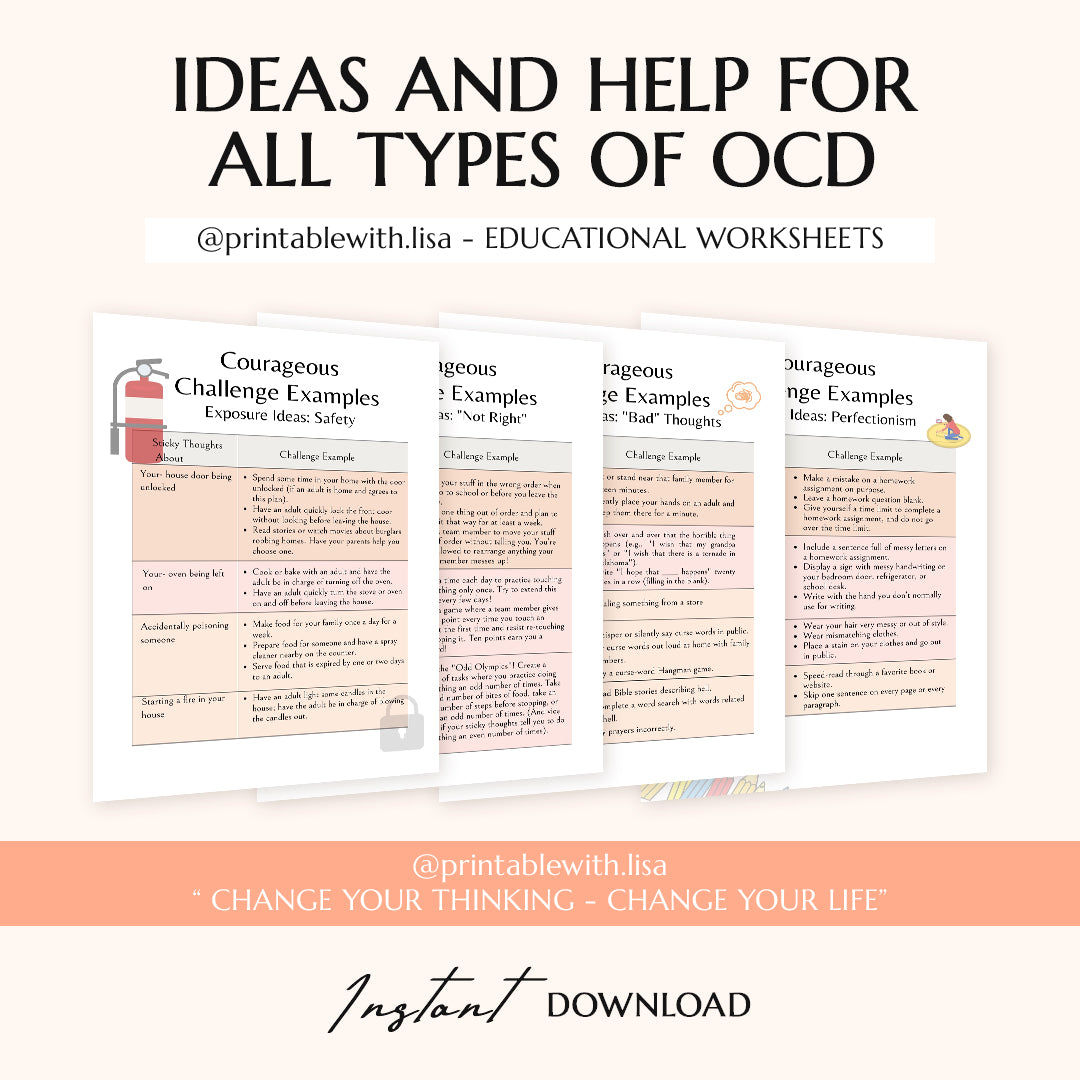 OCD Therapy Worksheets | OCD Tracker and Journal Pages | OCD Management Solutions | Self-Care Workbook Printable