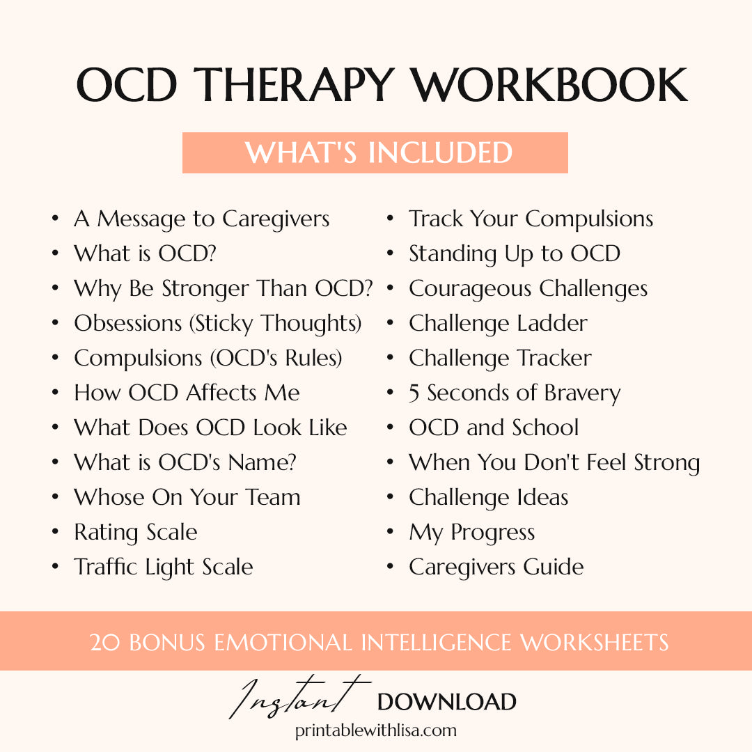 OCD Therapy Worksheets | OCD Tracker and Journal Pages | OCD Management Solutions | Self-Care Workbook Printable