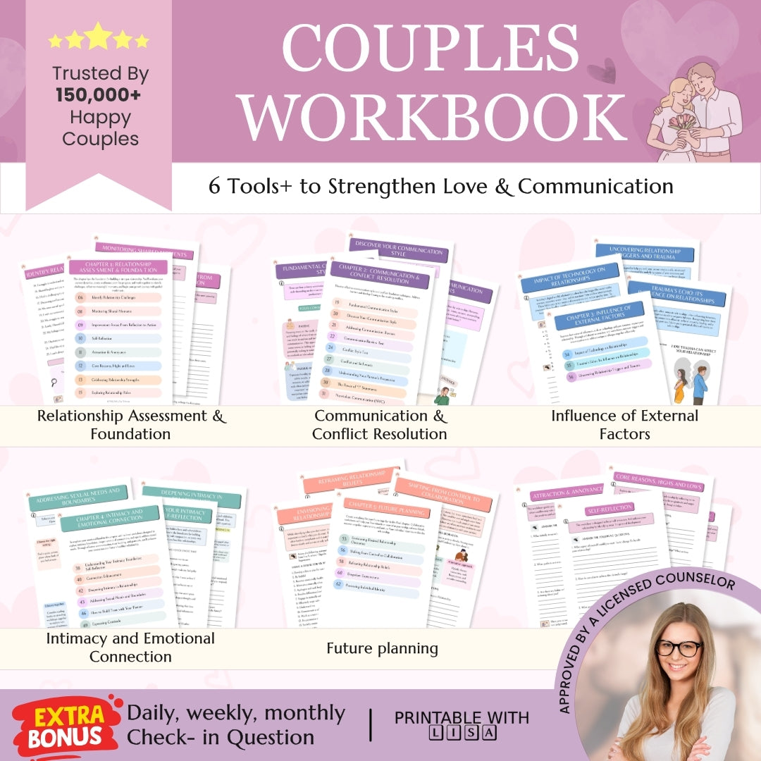 Couples Workbook Therapist Designed Worksheets Marriage Counseling Therapy Tools Handouts Intimacy Interventions Coaching Relationship Ebook
