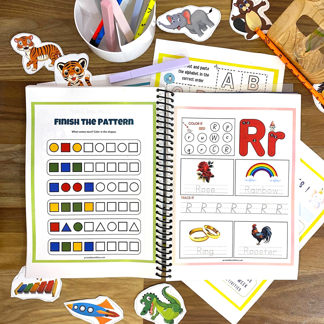 HOMESCHOOLING Preschool Workbook | Kindergarten Curriculum | Level 1 - Pre-K Printables | Toddler Activity Book | 200+ Worksheets - Busy Book