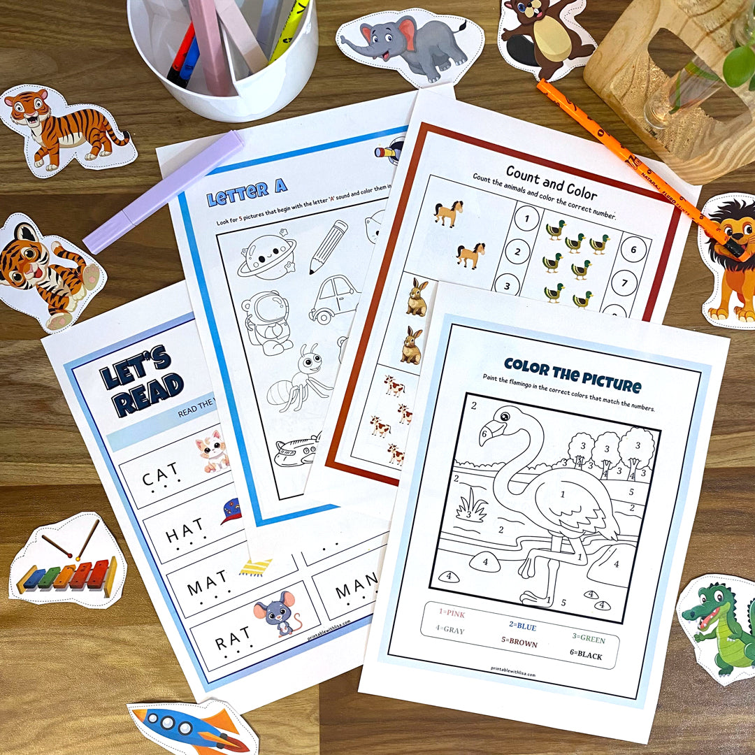 HOMESCHOOLING Preschool Workbook | Kindergarten Curriculum | Level 1 - Pre-K Printables | Toddler Activity Book | 200+ Worksheets - Busy Book