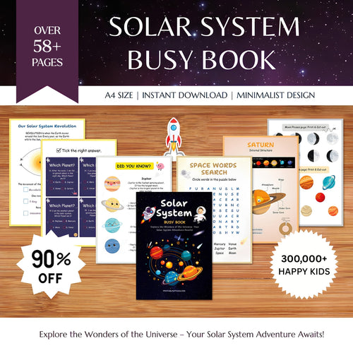 Solar System Busy Book, Space Printable Busy Book, Preschool activities, Moon Phases, Kindergarten Learning Binder, Homeschool Resources