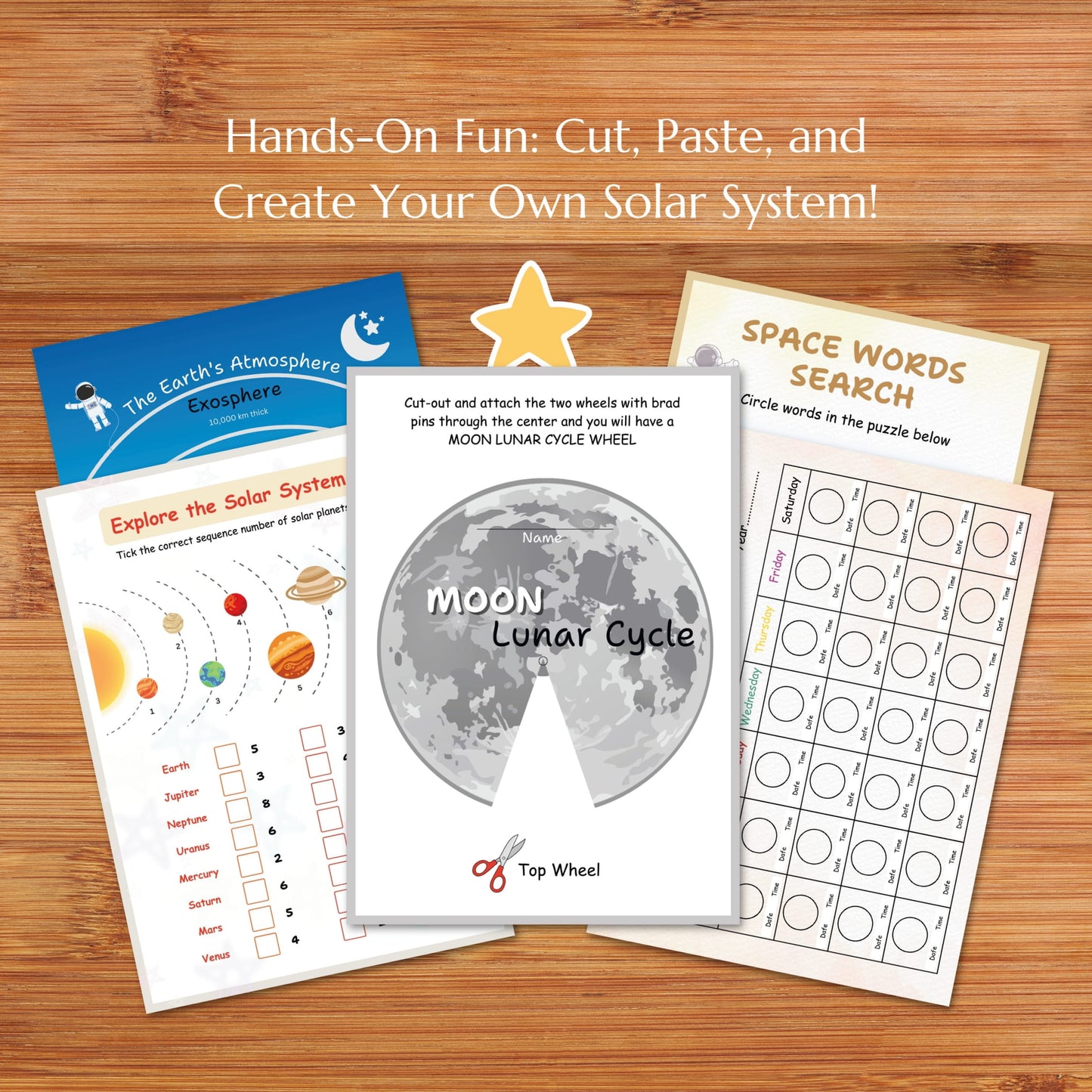 Solar System Busy Book, Space Printable Busy Book, Preschool activities, Moon Phases, Kindergarten Learning Binder, Homeschool Resources