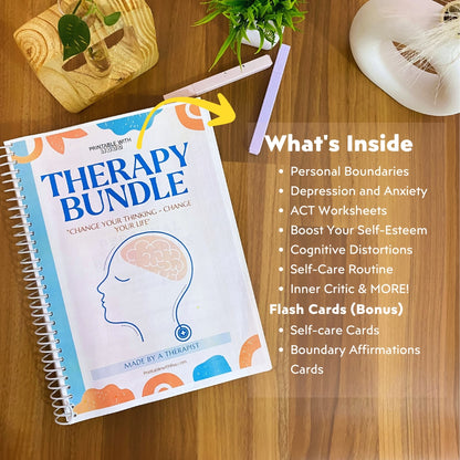Therapy Worksheet 90% Off Bundle, Psychology Resources, Inner Critic, Boundaries, Trauma, Acceptance Therapy, Safety Plan, Planner, Affirmations, GAD