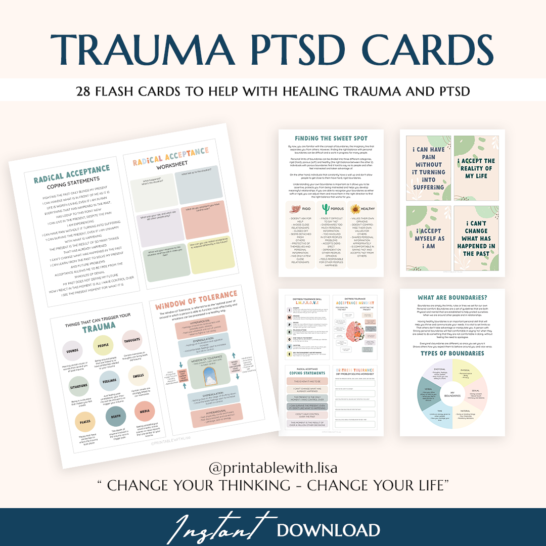 Trauma therapy 90% off bundle, anxiety coping skill card, therapy worksheets, crisis therapy PTSD, anxiety therapy tool, safety plan