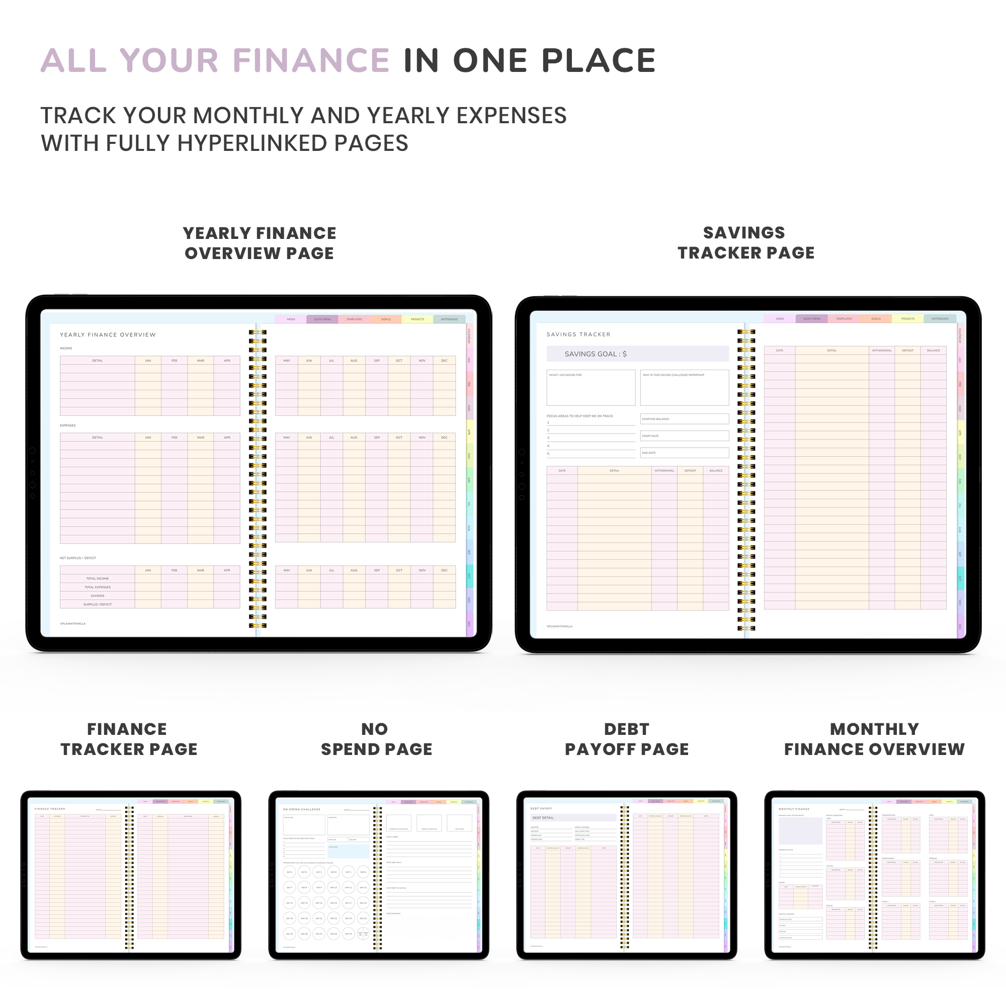 Digital Planner, Goodnotes Planner, iPad Planner, Notability Planner, Dated Digital Planner, 2023 2024 Undated Planner - RAINBOW