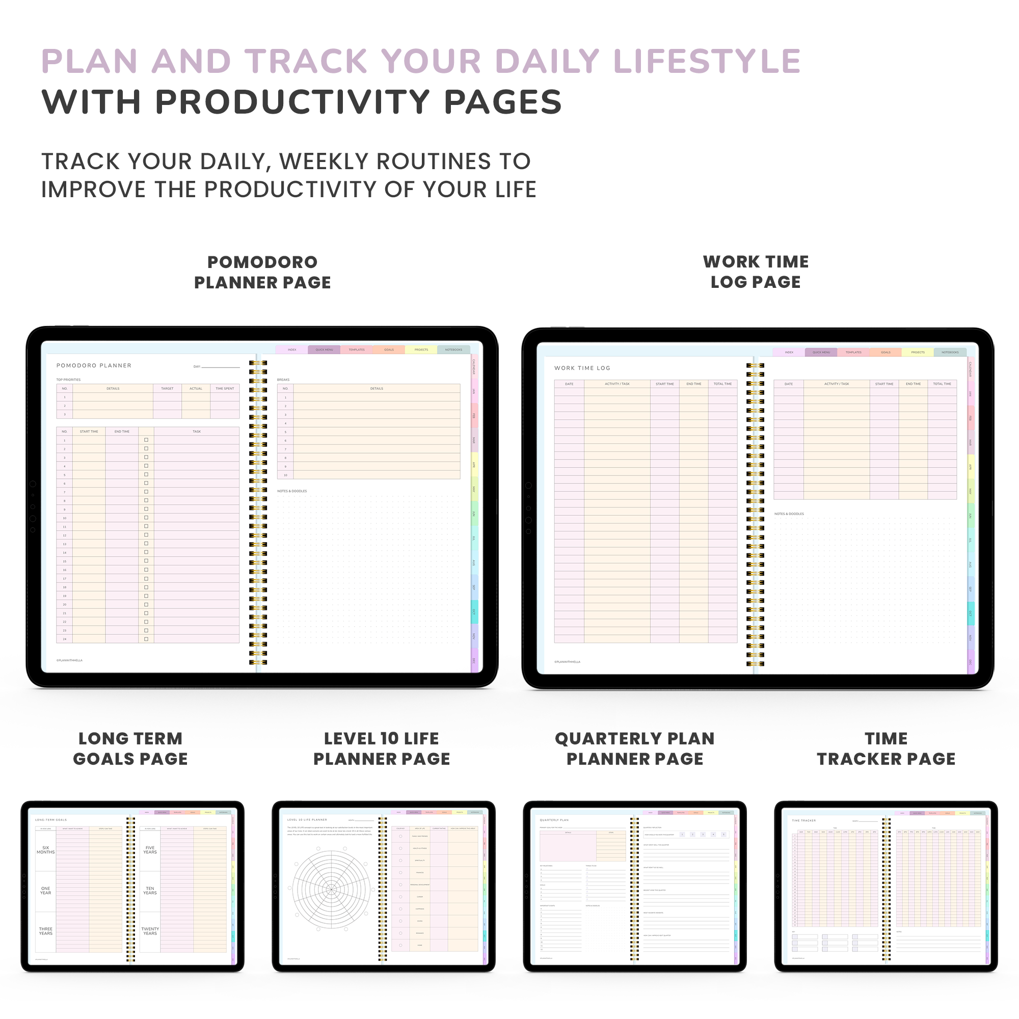 Digital Planner, Goodnotes Planner, iPad Planner, Notability Planner, Dated Digital Planner, 2023 2024 Undated Planner - RAINBOW