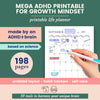 Load image into Gallery viewer, Mega ADHD Printable For Growth Mindset, ADHD Journal, ADHD Productivity Planner, ADHD Life Planner, Printable ADHD Planner