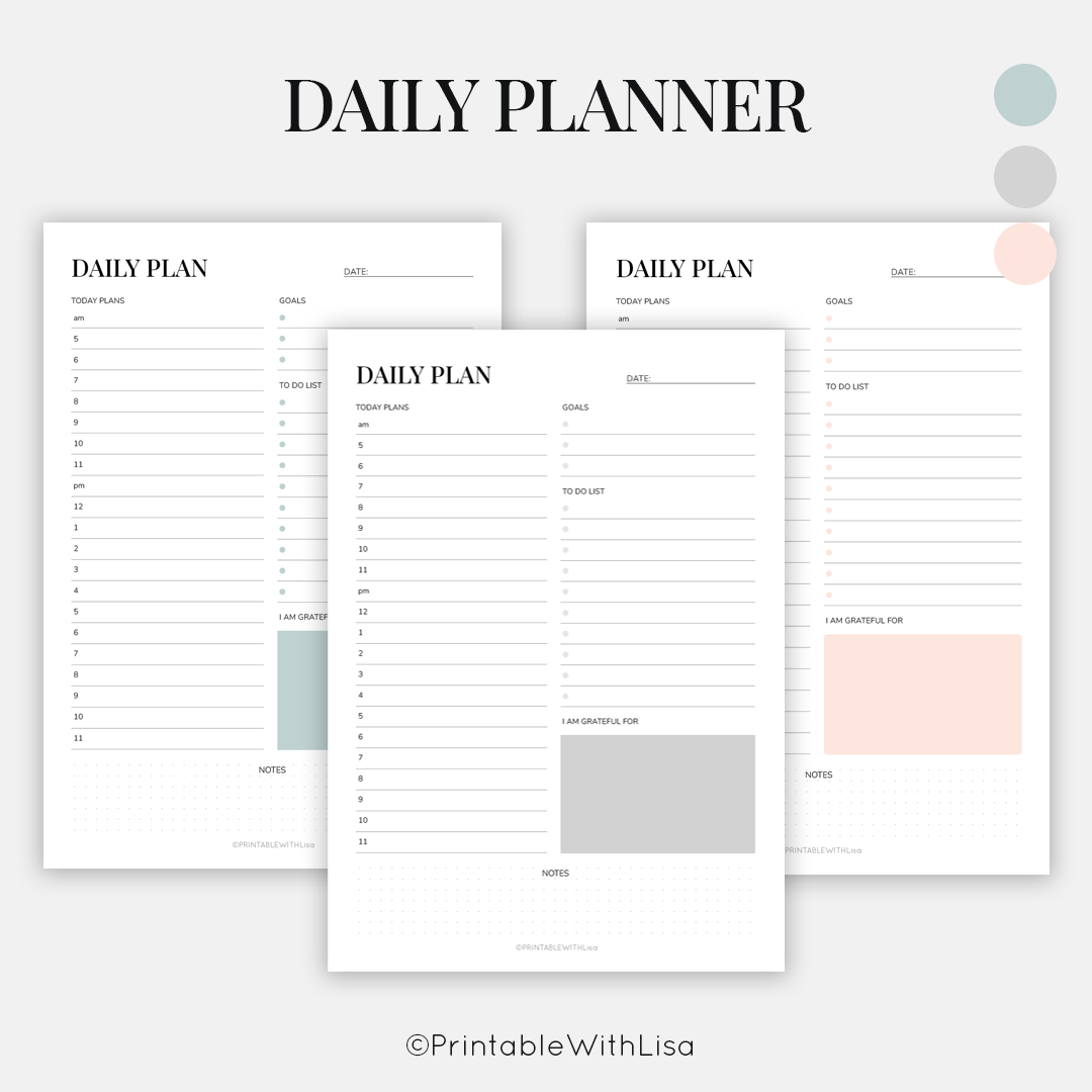 Daily Planner, Weekly Planner, Monthly Planner, Printable planner set