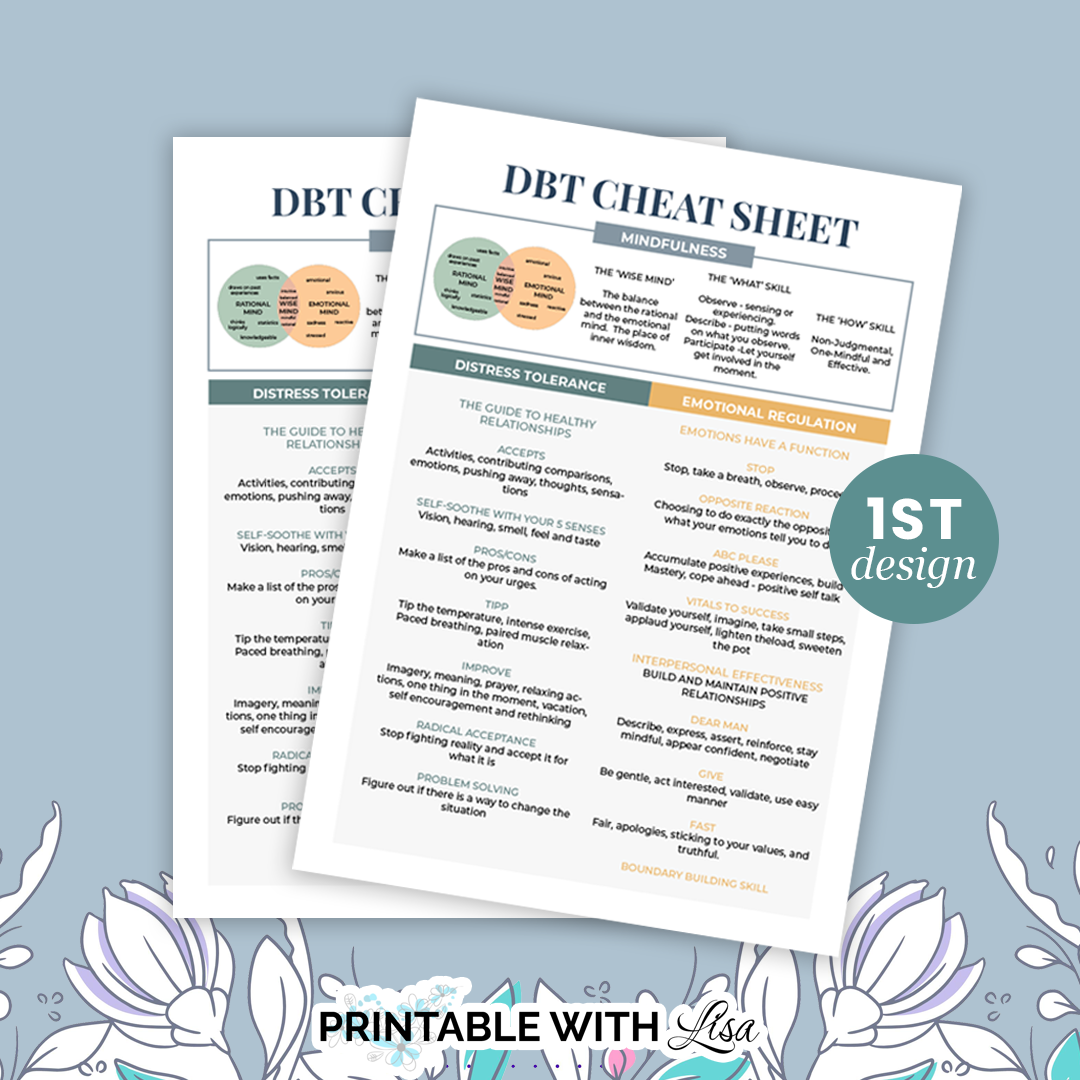 DBT Cheat Sheet - DBT skills - DBT coping skills therapy