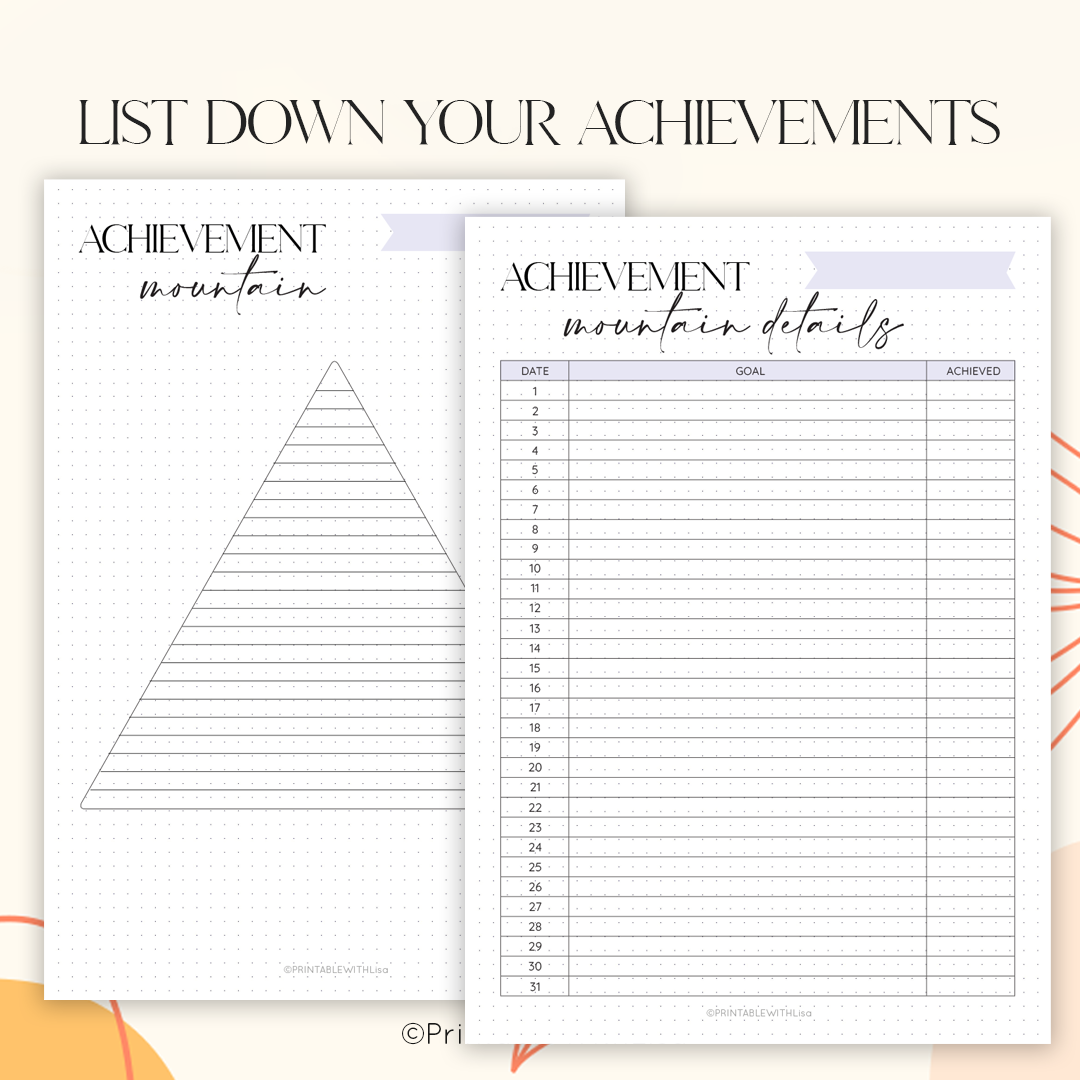 Bullet Journal Goal Planner, Printabale BUJO - Level 10 Life, Milestones, Trackers & Printable Dotted Grid