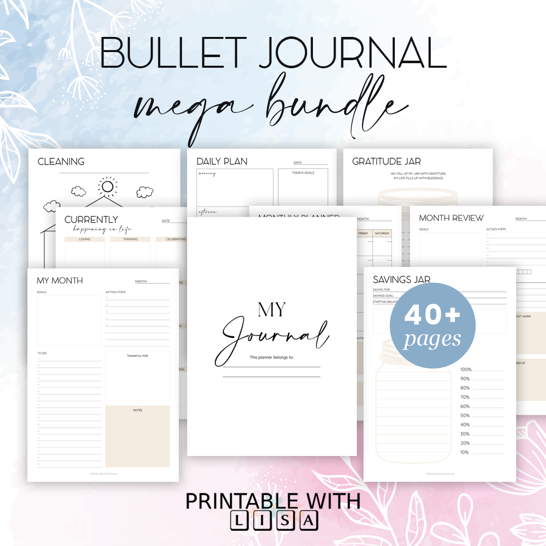 Bullet Journal Pintables, Bullet Journal Bundle, Printable Bujo Inserts, Weekly Spread