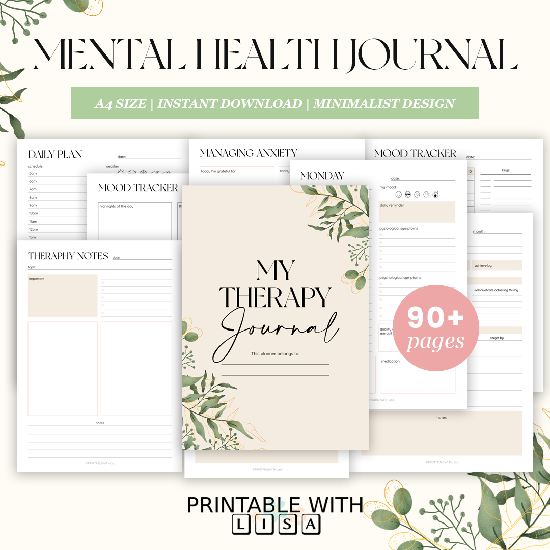 Mental Health Journal, Anxiety Diary, Self Care Planner, DBT Journal, Anxiety Journal, Depression Journal Therapy - US