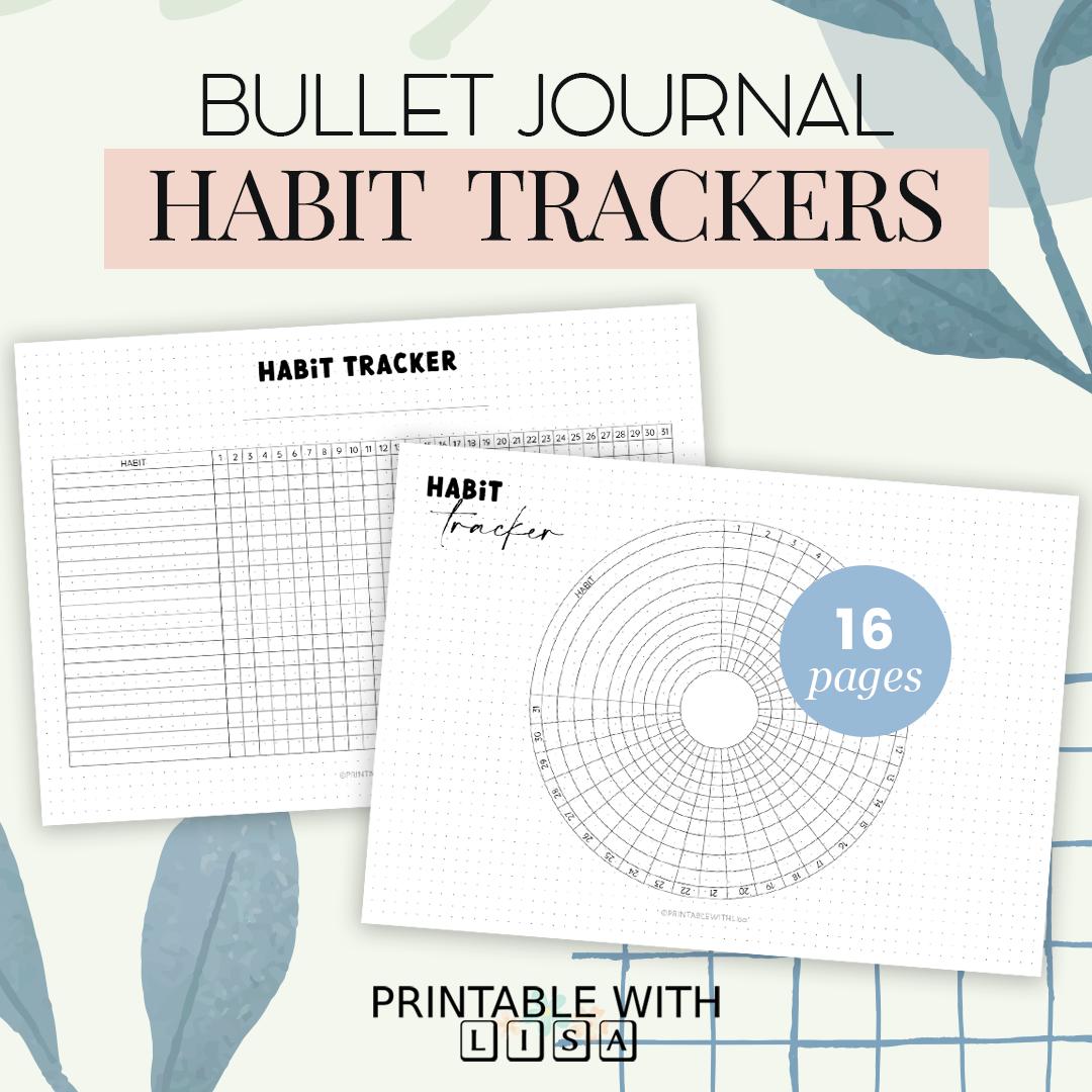 Bullet Journal Habit Tracker, Circle habit tracker, Printable BUJO
