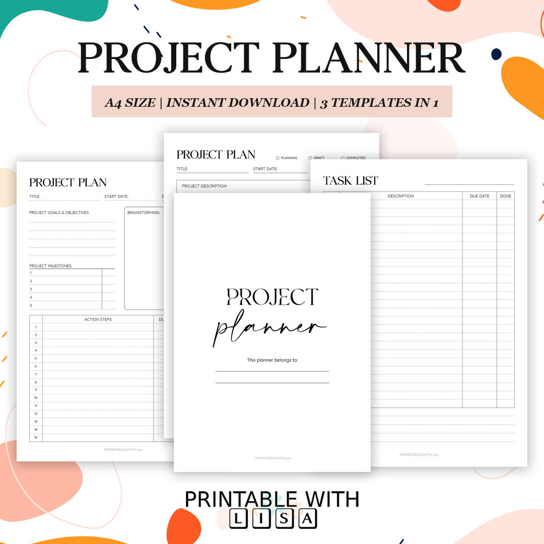 Project Planner Printable, Productivity Planner
