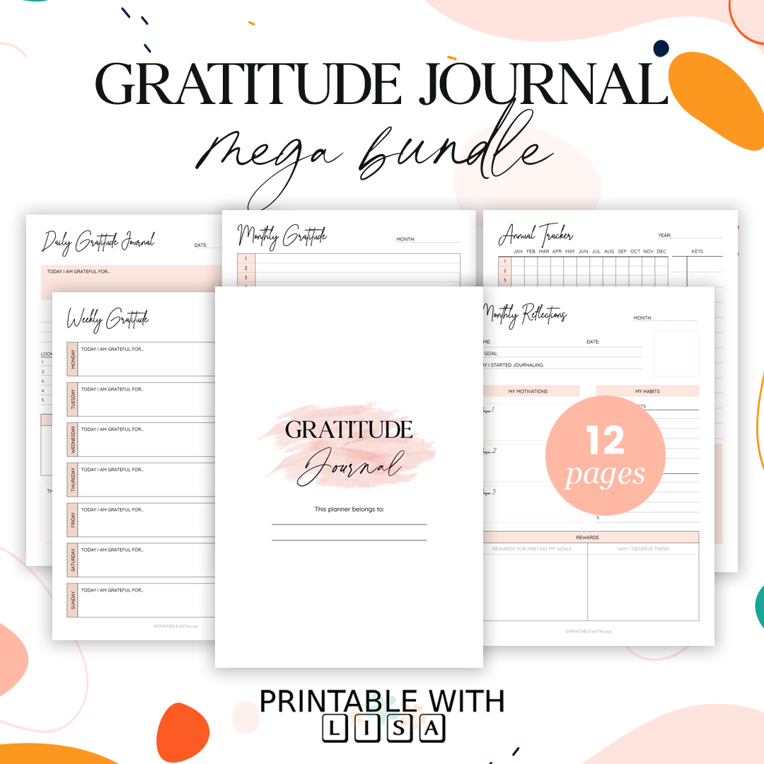 Gratitude Journal Printable Bundle, Wellness Planner, Mindfulness Jour ...