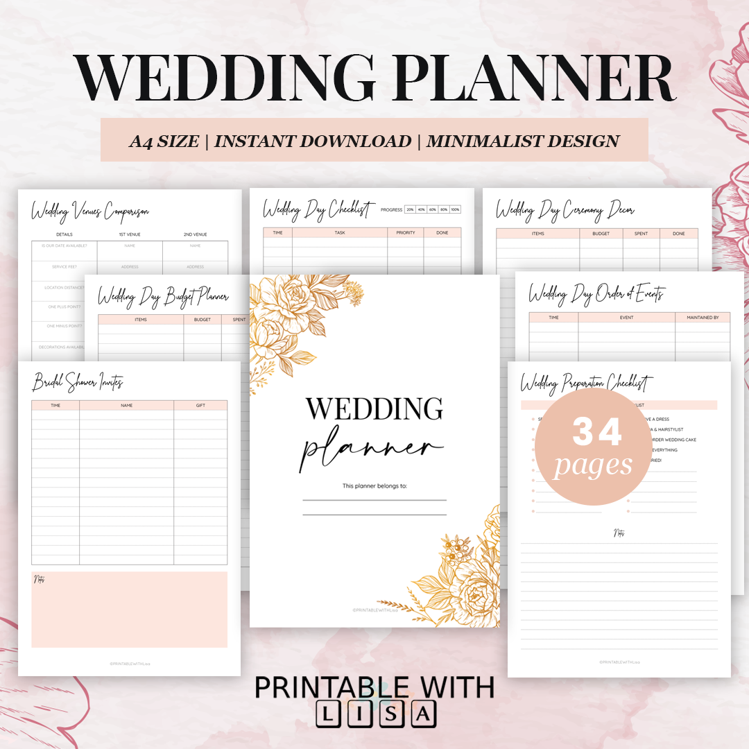 Wedding Planner Printable – PRINTABLE WITH Lisa