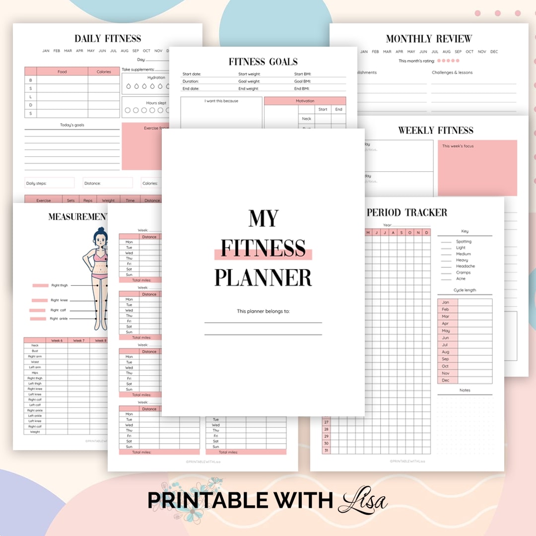 Fitness Planner Bundle Printable, Workout Planner, Weekly Fitness, Weight Loss Tracker, Daily Fitness, Letter