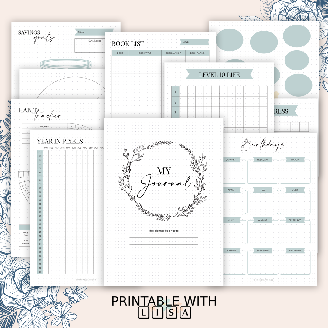 Bullet Journal Printable - Hand Drawn Style - Bundle - BUJO Dotted Grid