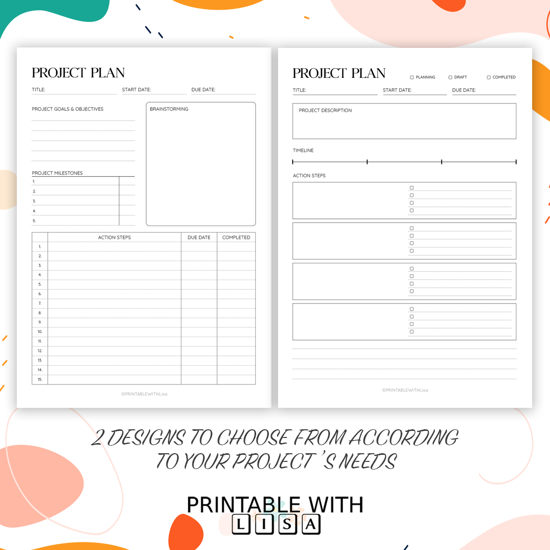 Project Planner Printable, Productivity Planner