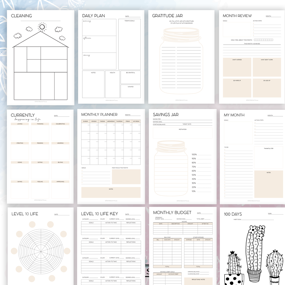 Bullet Journal Pintables, Bullet Journal Bundle, Printable Bujo Inserts, Weekly Spread