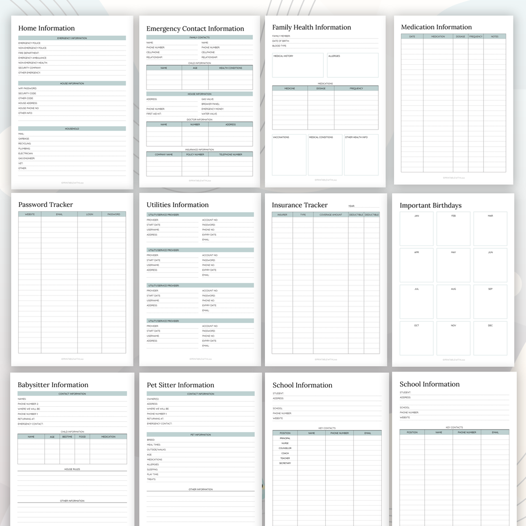 Household Binder Printable | Home Management Planner PDF | 65 Pages ...