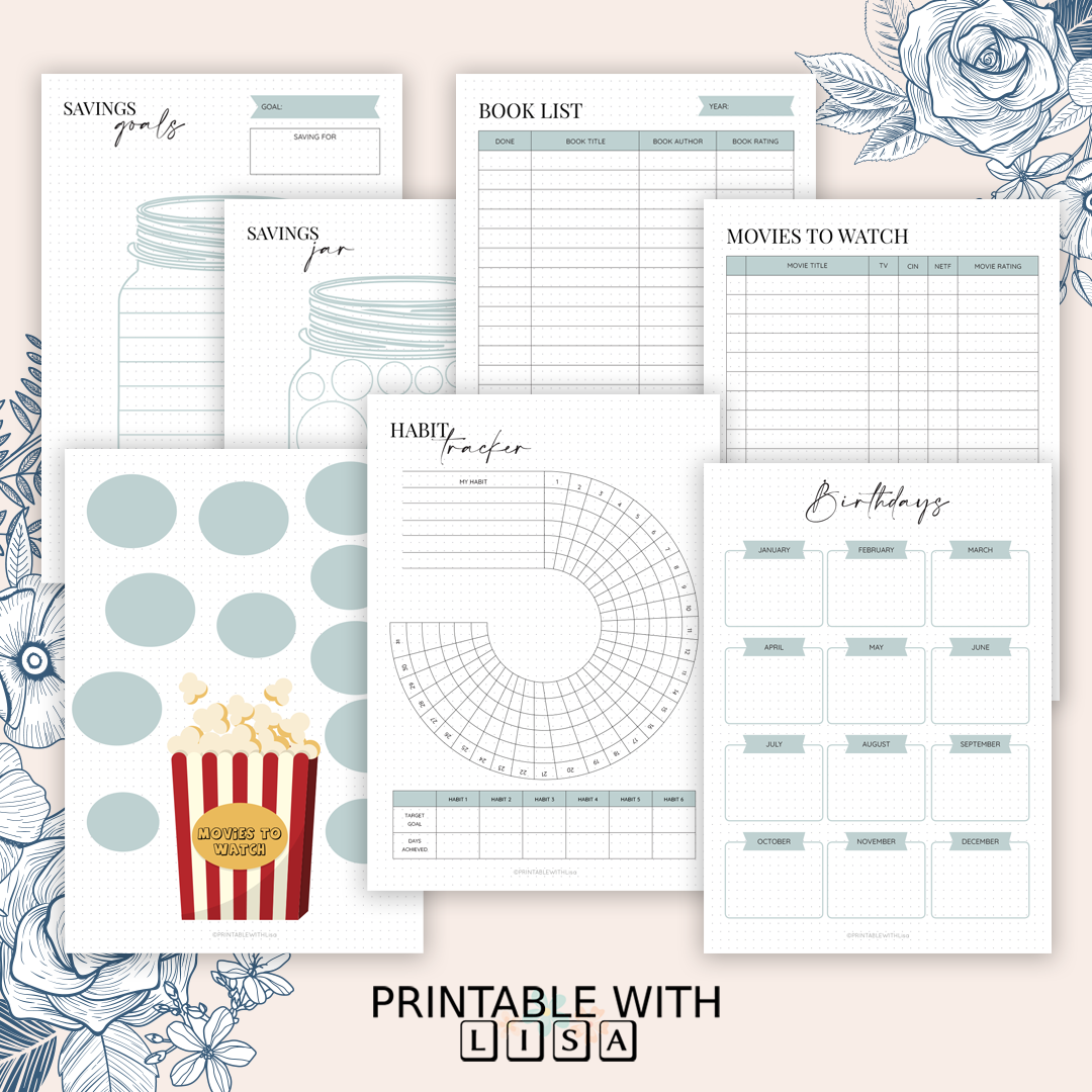 Bullet Journal Printable - Hand Drawn Style - Bundle - BUJO Dotted Grid