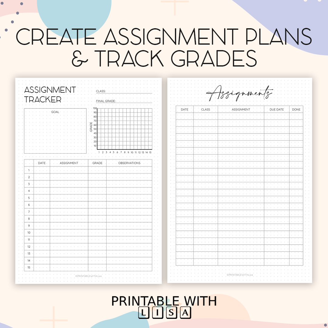 Bullet Journal Student Planner, Printable BUJO