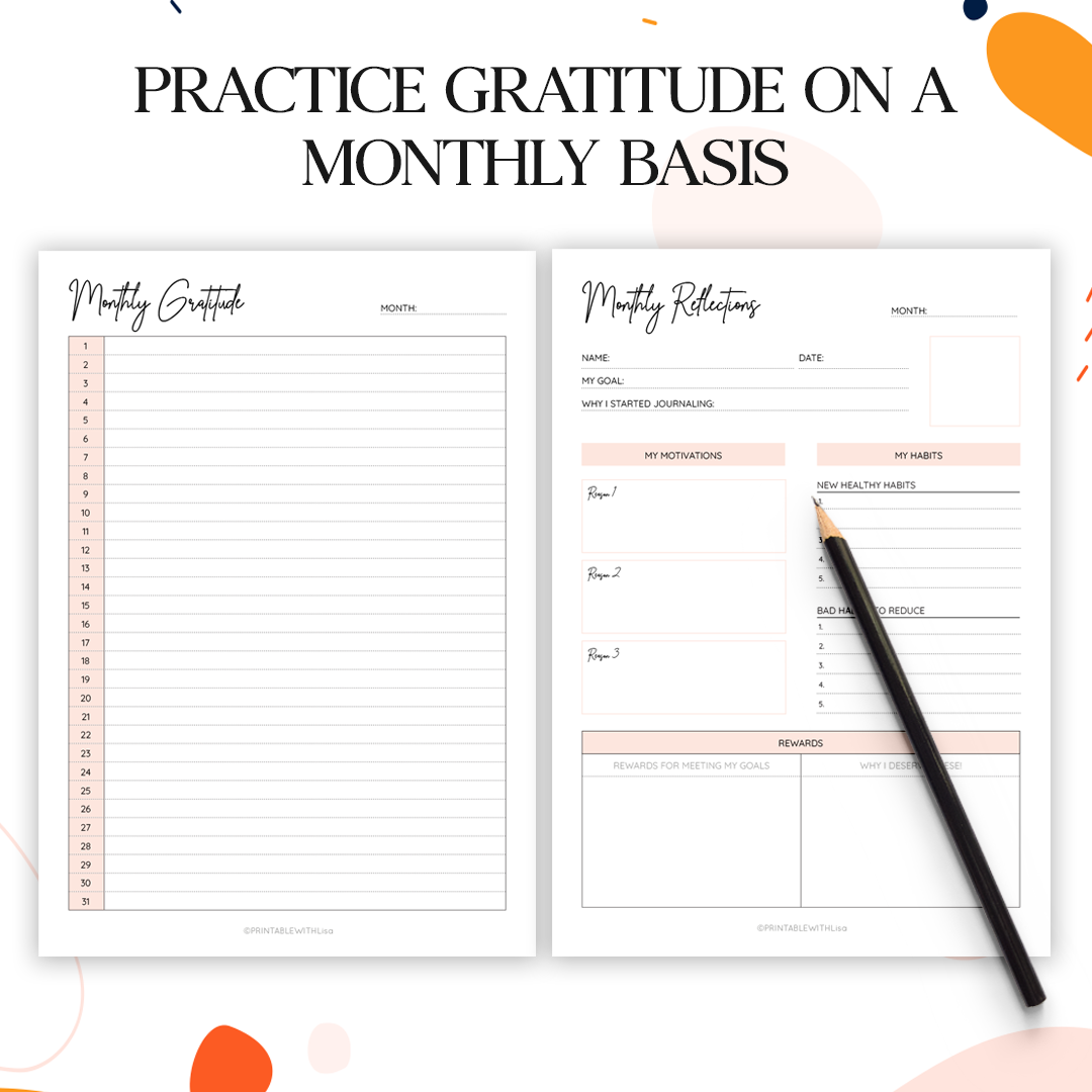 Gratitude Journal Printable Bundle, Wellness Planner, Mindfulness Jour –  PRINTABLE WITH Lisa