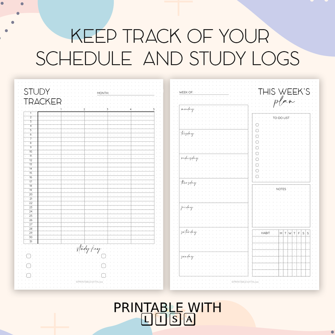 Bullet Journal Student Planner, Printable BUJO