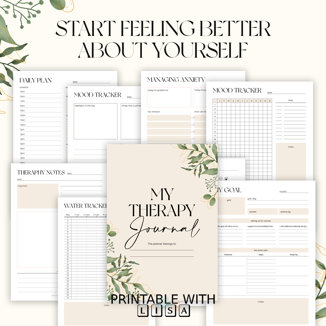 Mental Health Journal, Anxiety Diary, Self Care Planner, DBT Journal, Anxiety Journal, Depression Journal Therapy - US